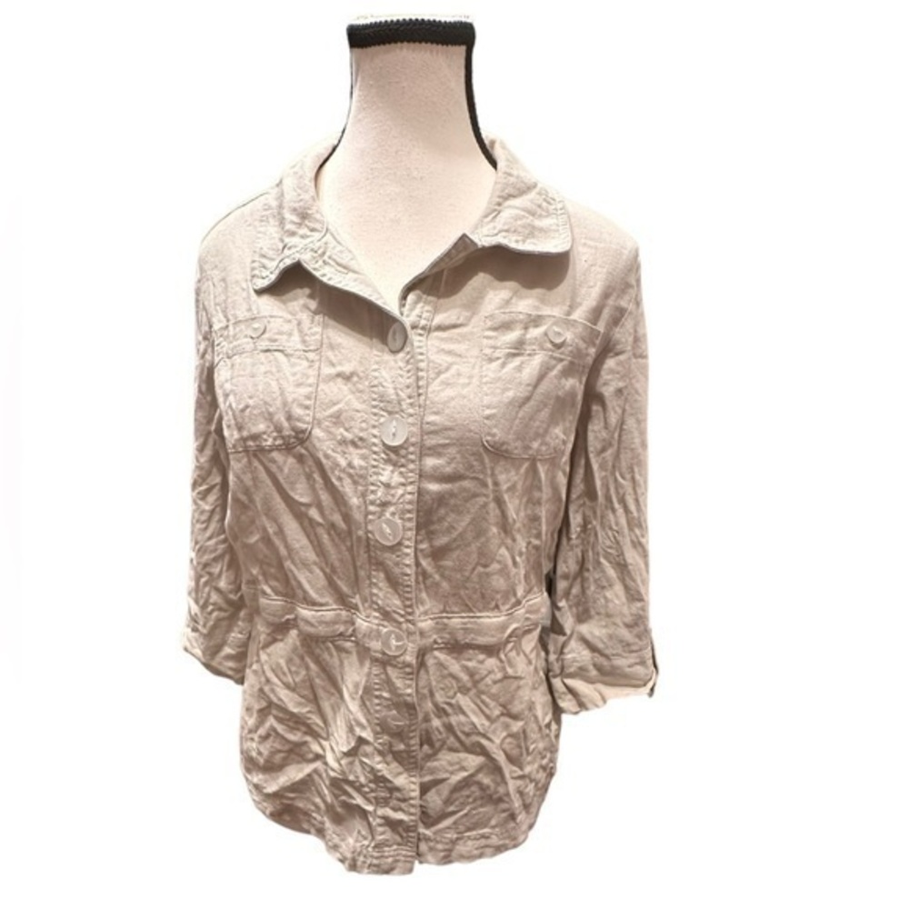Women’s Sag Harbor Fitted Waist Linen blend Shirt / Shacket Medium